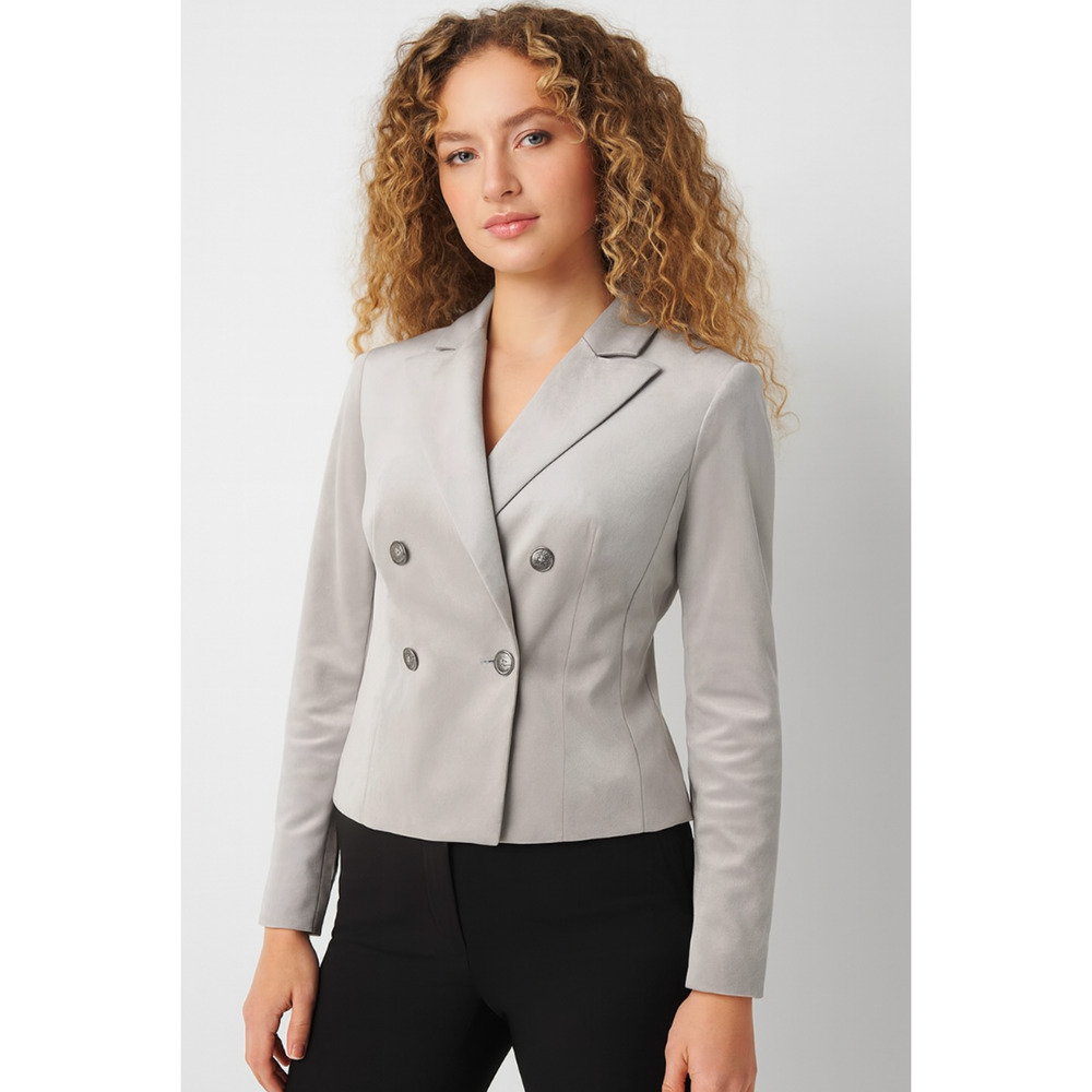 NWT WHITE HOUSE BLACK MARKET WHBM MERCURY GREY CROPPED VELVET BLAZER JACKET 16